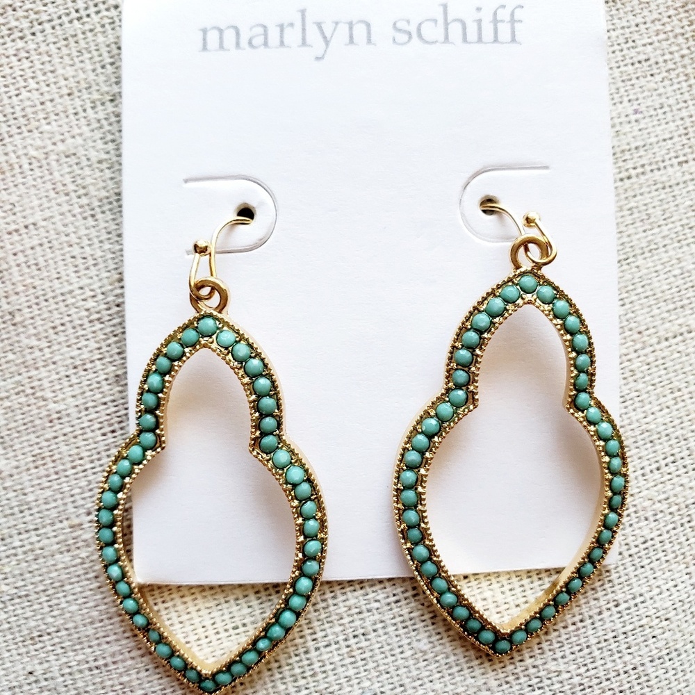 New. Marlyn Schiff Gold and Turquoise Earring